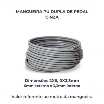 MANGUEIRA PU DUPLA DE PEDAL CINZA 2X6,0X3,3MM